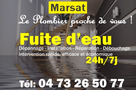 fuite Marsat - fuite d'eau Marsat - fuite wc Marsat - recherche de fuite Marsat - détection de fuite Marsat - dépannage fuite Marsat