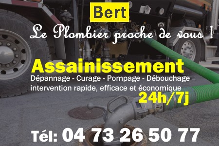 assainissement Bert - vidange Bert - curage Bert - pompage Bert - eaux usées Bert - camion pompe Bert