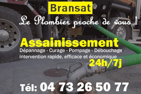 assainissement Bransat - vidange Bransat - curage Bransat - pompage Bransat - eaux usées Bransat - camion pompe Bransat