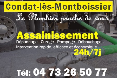 assainissement Condat-lès-Montboissier - vidange Condat-lès-Montboissier - curage Condat-lès-Montboissier - pompage Condat-lès-Montboissier - eaux usées Condat-lès-Montboissier - camion pompe Condat-lès-Montboissier