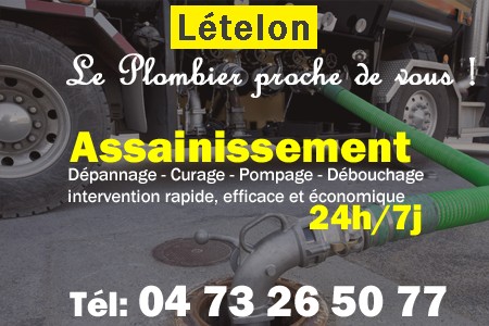 assainissement Lételon - vidange Lételon - curage Lételon - pompage Lételon - eaux usées Lételon - camion pompe Lételon