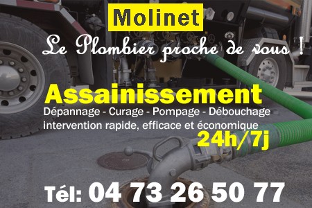 assainissement Molinet - vidange Molinet - curage Molinet - pompage Molinet - eaux usées Molinet - camion pompe Molinet