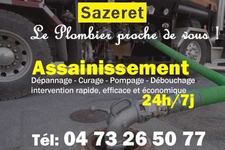 assainissement Sazeret - vidange Sazeret - curage Sazeret - pompage Sazeret - eaux usées Sazeret - camion pompe Sazeret