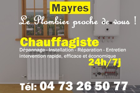 chauffage Mayres - depannage chaudiere Mayres - chaufagiste Mayres - installation chauffage Mayres - depannage chauffe eau Mayres