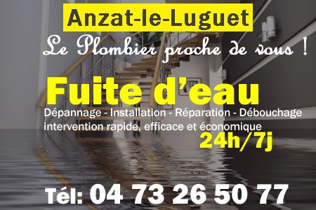 fuite Anzat-le-Luguet - fuite d'eau Anzat-le-Luguet - fuite wc Anzat-le-Luguet - recherche de fuite Anzat-le-Luguet - détection de fuite Anzat-le-Luguet - dépannage fuite Anzat-le-Luguet