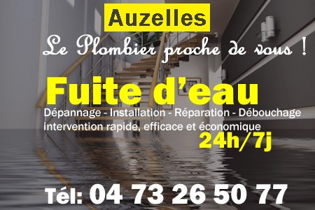 fuite Auzelles - fuite d'eau Auzelles - fuite wc Auzelles - recherche de fuite Auzelles - détection de fuite Auzelles - dépannage fuite Auzelles