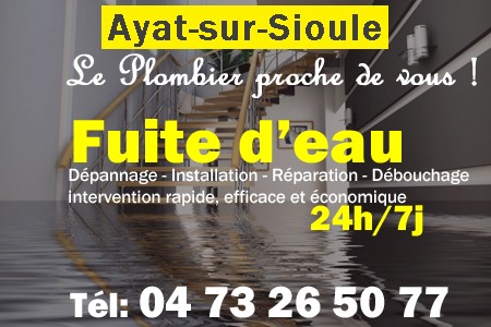 fuite Ayat-sur-Sioule - fuite d'eau Ayat-sur-Sioule - fuite wc Ayat-sur-Sioule - recherche de fuite Ayat-sur-Sioule - détection de fuite Ayat-sur-Sioule - dépannage fuite Ayat-sur-Sioule