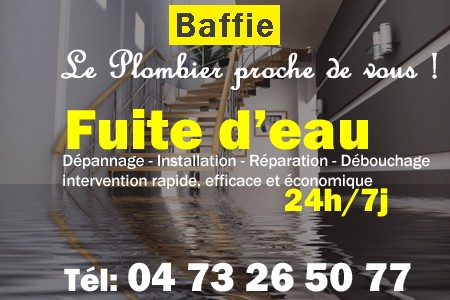 fuite Baffie - fuite d'eau Baffie - fuite wc Baffie - recherche de fuite Baffie - détection de fuite Baffie - dépannage fuite Baffie