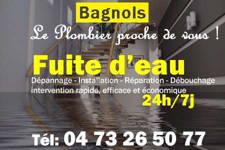 fuite Bagnols - fuite d'eau Bagnols - fuite wc Bagnols - recherche de fuite Bagnols - détection de fuite Bagnols - dépannage fuite Bagnols