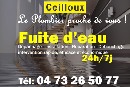 fuite Ceilloux - fuite d'eau Ceilloux - fuite wc Ceilloux - recherche de fuite Ceilloux - détection de fuite Ceilloux - dépannage fuite Ceilloux