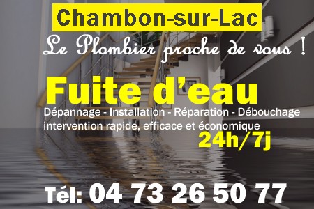 fuite Chambon-sur-Lac - fuite d'eau Chambon-sur-Lac - fuite wc Chambon-sur-Lac - recherche de fuite Chambon-sur-Lac - détection de fuite Chambon-sur-Lac - dépannage fuite Chambon-sur-Lac