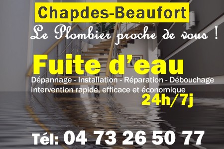 fuite Chapdes-Beaufort - fuite d'eau Chapdes-Beaufort - fuite wc Chapdes-Beaufort - recherche de fuite Chapdes-Beaufort - détection de fuite Chapdes-Beaufort - dépannage fuite Chapdes-Beaufort