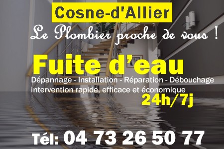 fuite Cosne-d'Allier - fuite d'eau Cosne-d'Allier - fuite wc Cosne-d'Allier - recherche de fuite Cosne-d'Allier - détection de fuite Cosne-d'Allier - dépannage fuite Cosne-d'Allier