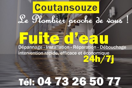 fuite Coutansouze - fuite d'eau Coutansouze - fuite wc Coutansouze - recherche de fuite Coutansouze - détection de fuite Coutansouze - dépannage fuite Coutansouze