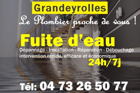 fuite Grandeyrolles - fuite d'eau Grandeyrolles - fuite wc Grandeyrolles - recherche de fuite Grandeyrolles - détection de fuite Grandeyrolles - dépannage fuite Grandeyrolles