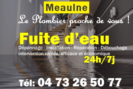 fuite Meaulne - fuite d'eau Meaulne - fuite wc Meaulne - recherche de fuite Meaulne - détection de fuite Meaulne - dépannage fuite Meaulne