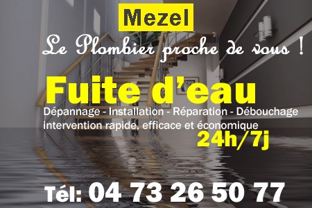 fuite Mezel - fuite d'eau Mezel - fuite wc Mezel - recherche de fuite Mezel - détection de fuite Mezel - dépannage fuite Mezel