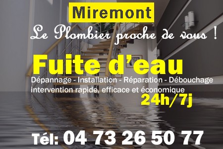 fuite Miremont - fuite d'eau Miremont - fuite wc Miremont - recherche de fuite Miremont - détection de fuite Miremont - dépannage fuite Miremont