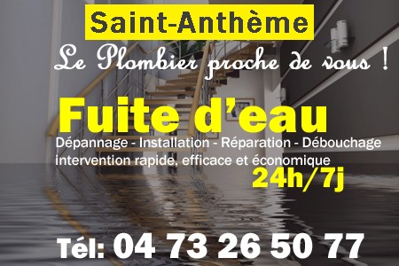 fuite Saint-Anthème - fuite d'eau Saint-Anthème - fuite wc Saint-Anthème - recherche de fuite Saint-Anthème - détection de fuite Saint-Anthème - dépannage fuite Saint-Anthème