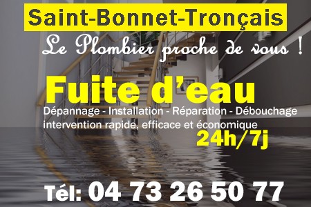 fuite Saint-Bonnet-Tronçais - fuite d'eau Saint-Bonnet-Tronçais - fuite wc Saint-Bonnet-Tronçais - recherche de fuite Saint-Bonnet-Tronçais - détection de fuite Saint-Bonnet-Tronçais - dépannage fuite Saint-Bonnet-Tronçais