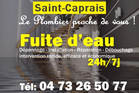 fuite Saint-Caprais - fuite d'eau Saint-Caprais - fuite wc Saint-Caprais - recherche de fuite Saint-Caprais - détection de fuite Saint-Caprais - dépannage fuite Saint-Caprais