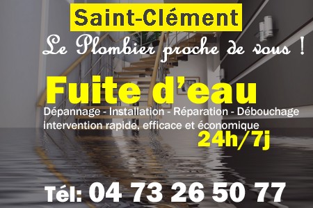 fuite Saint-Clément - fuite d'eau Saint-Clément - fuite wc Saint-Clément - recherche de fuite Saint-Clément - détection de fuite Saint-Clément - dépannage fuite Saint-Clément