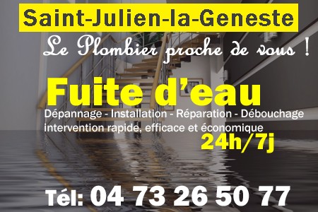 fuite Saint-Julien-la-Geneste - fuite d'eau Saint-Julien-la-Geneste - fuite wc Saint-Julien-la-Geneste - recherche de fuite Saint-Julien-la-Geneste - détection de fuite Saint-Julien-la-Geneste - dépannage fuite Saint-Julien-la-Geneste