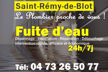 fuite Saint-Rémy-de-Blot - fuite d'eau Saint-Rémy-de-Blot - fuite wc Saint-Rémy-de-Blot - recherche de fuite Saint-Rémy-de-Blot - détection de fuite Saint-Rémy-de-Blot - dépannage fuite Saint-Rémy-de-Blot