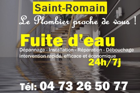 fuite Saint-Romain - fuite d'eau Saint-Romain - fuite wc Saint-Romain - recherche de fuite Saint-Romain - détection de fuite Saint-Romain - dépannage fuite Saint-Romain