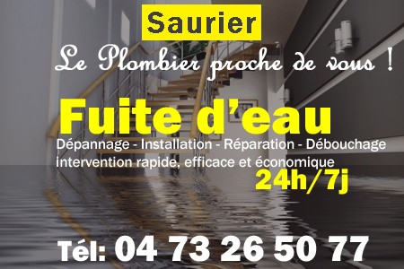 fuite Saurier - fuite d'eau Saurier - fuite wc Saurier - recherche de fuite Saurier - détection de fuite Saurier - dépannage fuite Saurier