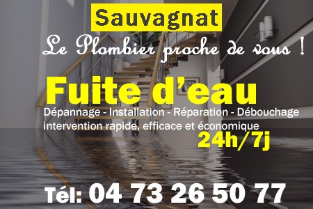 fuite Sauvagnat - fuite d'eau Sauvagnat - fuite wc Sauvagnat - recherche de fuite Sauvagnat - détection de fuite Sauvagnat - dépannage fuite Sauvagnat