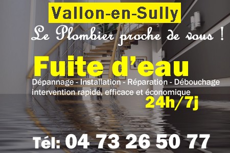 fuite Vallon-en-Sully - fuite d'eau Vallon-en-Sully - fuite wc Vallon-en-Sully - recherche de fuite Vallon-en-Sully - détection de fuite Vallon-en-Sully - dépannage fuite Vallon-en-Sully