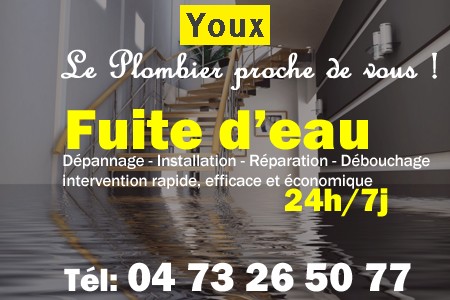 fuite Youx - fuite d'eau Youx - fuite wc Youx - recherche de fuite Youx - détection de fuite Youx - dépannage fuite Youx