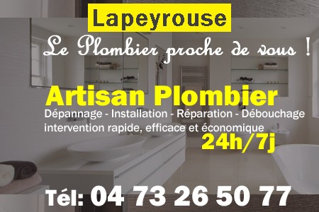 Plombier Lapeyrouse - Plomberie Lapeyrouse - Plomberie pro Lapeyrouse - Entreprise plomberie Lapeyrouse - Dépannage plombier Lapeyrouse