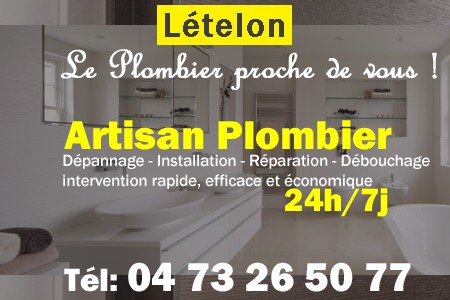 Plombier Lételon - Plomberie Lételon - Plomberie pro Lételon - Entreprise plomberie Lételon - Dépannage plombier Lételon