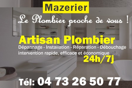 Plombier Mazerier - Plomberie Mazerier - Plomberie pro Mazerier - Entreprise plomberie Mazerier - Dépannage plombier Mazerier