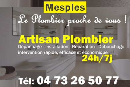 Plombier Mesples - Plomberie Mesples - Plomberie pro Mesples - Entreprise plomberie Mesples - Dépannage plombier Mesples