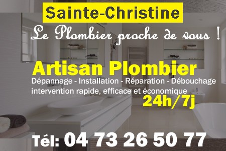 Plombier Sainte-Christine - Plomberie Sainte-Christine - Plomberie pro Sainte-Christine - Entreprise plomberie Sainte-Christine - Dépannage plombier Sainte-Christine