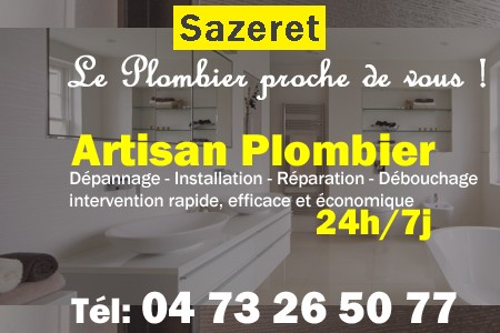 Plombier Sazeret - Plomberie Sazeret - Plomberie pro Sazeret - Entreprise plomberie Sazeret - Dépannage plombier Sazeret